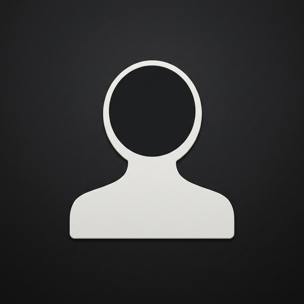 White generic user profile silhouette icon on black background